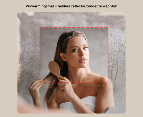 Onregelmatig spiegel met verlichting, 64×94 cm, tweekleurig, touch‑schakelaar, verwarmingsmat #5