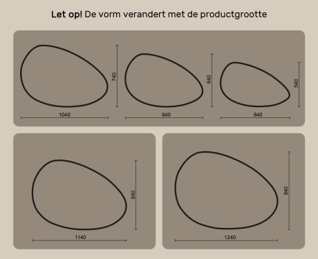 Onregelmatig spiegel met verlichting, 114×84 cm, tweekleurig, touch‑schakelaar, verwarmingsmat #10