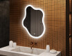 Onregelmatig spiegel met verlichting, 74×94 cm, tweekleurig, touch‑schakelaar, verwarmingsmat
