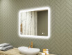 Afgeronde badkamerspiegel met LED-verlichting, 80×60 cm, tweekleurig, touch‑schakelaar, verwarmingsmat
