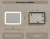 Afgeronde badkamerspiegel met LED-verlichting, 80×60 cm, tweekleurig, touch‑schakelaar, verwarmingsmat #8