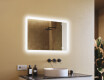 Afgeronde badkamerspiegel met LED‑verlichting, 100×70 cm, tweekleurig, touch‑schakelaar, verwarmingsmat