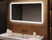 Afgeronde badkamerspiegel met LED‑verlichting, 120×70 cm, tweekleurig, touch‑schakelaar, verwarmingsmat