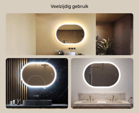 Verlicht badkamerspiegel, 100×70 cm, tweekleurig, touch‑schakelaar, verwarmingsmat #2