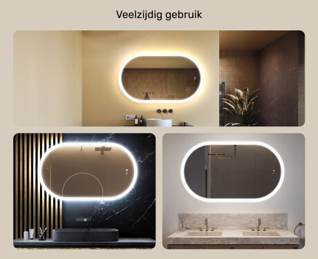 Verlicht badkamerspiegel, 120×70 cm, tweekleurig, touch‑schakelaar, verwarmingsmat #2