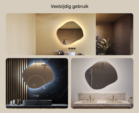 Badkamerspiegel met verlichting, 84×74 cm, tweekleurig, touch‑schakelaar, verwarmingsmat #2