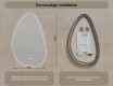 Onregelmatig spiegel met verlichting, 64×104 cm, tweekleurig, touch‑schakelaar, verwarmingsmat #8