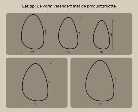 Onregelmatig spiegel met verlichting, 64×104 cm, tweekleurig, touch‑schakelaar, verwarmingsmat #10