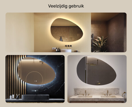 Onregelmatig spiegel met verlichting, 114×84 cm, tweekleurig, touch‑schakelaar, verwarmingsmat #2