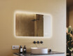 Afgeronde badkamerspiegel met LED-verlichting, 120×70 cm, tweekleurig, touch‑schakelaar, verwarmingsmat