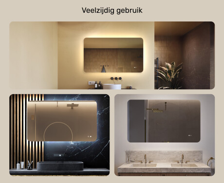 Afgeronde badkamerspiegel met LED-verlichting, 120×70 cm, tweekleurig, touch‑schakelaar, verwarmingsmat #2