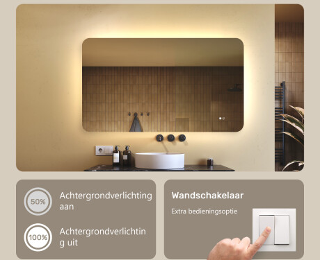Afgeronde badkamerspiegel met LED-verlichting, 120×70 cm, tweekleurig, touch‑schakelaar, verwarmingsmat #4