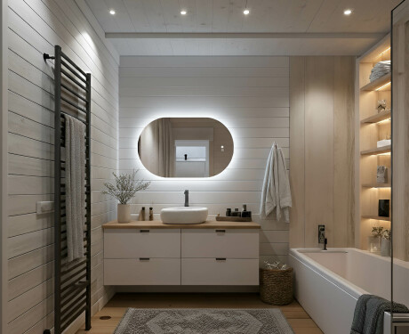 Ovale spiegel met LED-verlichting 80x50/50x80 cm, dubbele kleur, aanraakschakelaar, verwarmingsmat