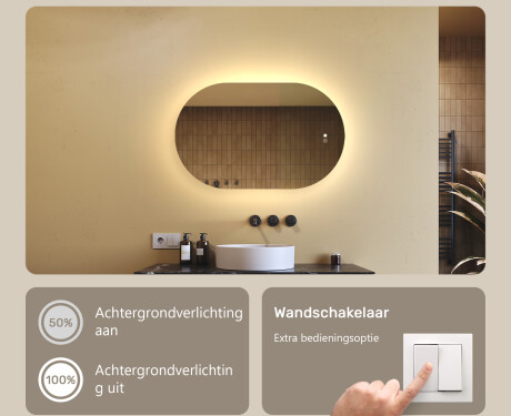 Ovale spiegel met LED-verlichting 80x50/50x80 cm, dubbele kleur, aanraakschakelaar, verwarmingsmat #4