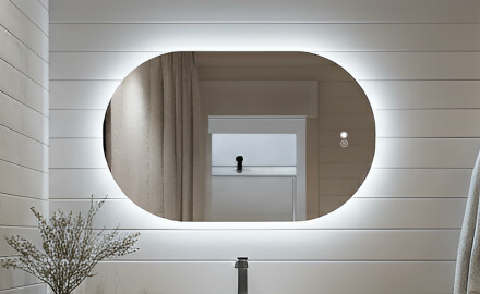 Ovale spiegel met LED-verlichting 80x50/50x80 cm, dubbele kleur, aanraakschakelaar, verwarmingsmat