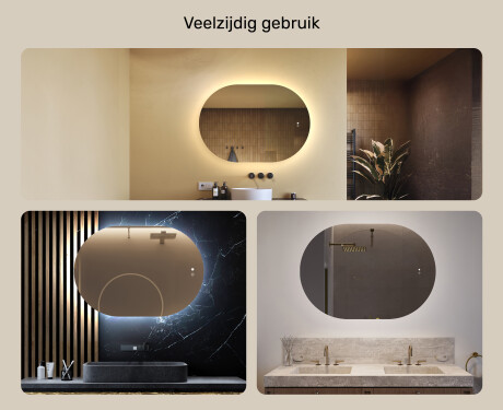 Verlicht badkamerspiegel, 100×70 cm, tweekleurig, touch‑schakelaar, verwarmingsmat #2