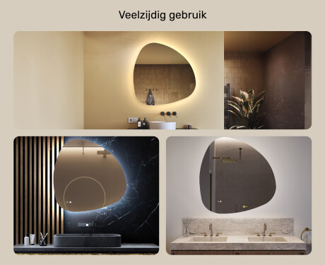 Onregelmatig spiegel met verlichting, 94×94 cm, tweekleurig, touch‑schakelaar, verwarmingsmat #2