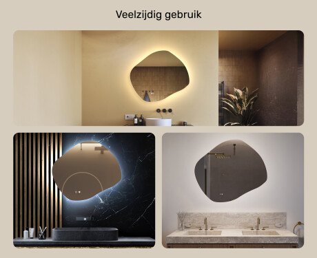 Badkamerspiegel met verlichting, 74×64 cm, tweekleurig, touch‑schakelaar, verwarmingsmat #2