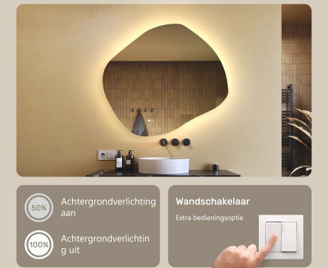 Badkamerspiegel met verlichting, 94×84 cm, tweekleurig, touch‑schakelaar, verwarmingsmat #4