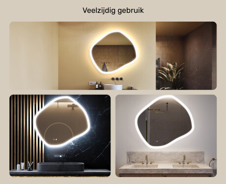 Badkamerspiegel met verlichting, 104×94 cm, tweekleurig, touch‑schakelaar, verwarmingsmat #2