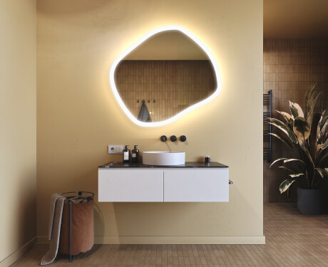 Badkamerspiegel met verlichting, 104×94 cm, tweekleurig, touch‑schakelaar, verwarmingsmat #9