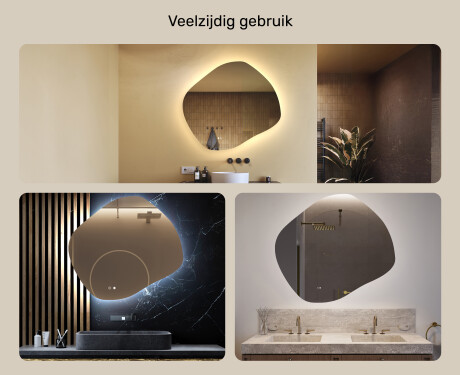 Badkamerspiegel met verlichting, 104×94 cm, tweekleurig, touch‑schakelaar, verwarmingsmat #2