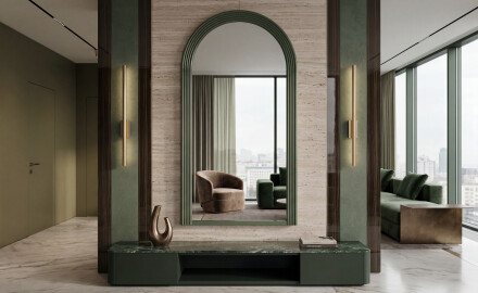 Moderne spiegel met gelakt ARCUS MDF-frame