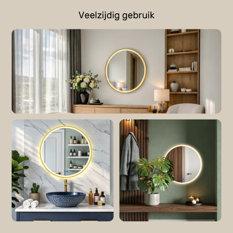 Ronde LED-spiegel in een gouden aluminium frame #4