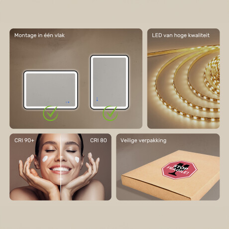 Afgeronde LED-spiegel in een goud aluminium frame #7