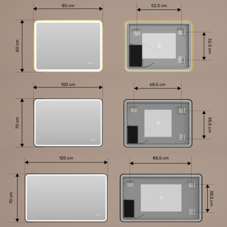 Afgeronde LED-spiegel met verlichting - 80x60/100x70/120x70 cm in een zilverkleurig aluminium frame #3