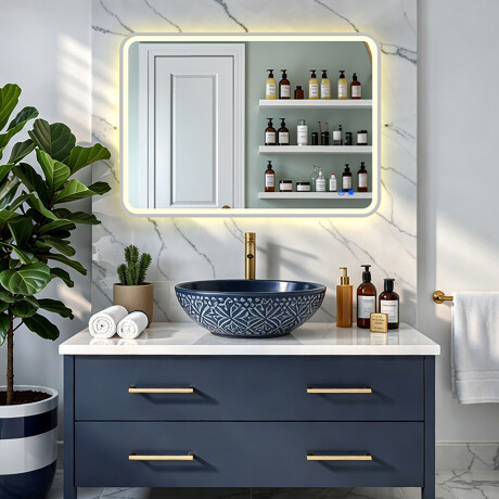 Afgeronde LED-spiegel met verlichting - 80x60/100x70/120x70 cm in een zilverkleurig aluminium frame #8