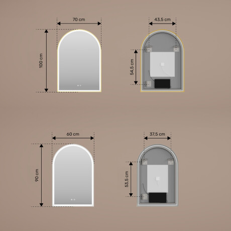 Onregelmatige LED-spiegel in een gouden aluminium frame #3