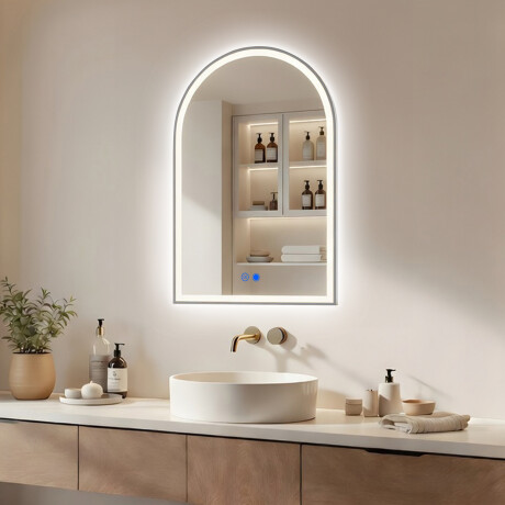 Onregelmatige LED-verlichte spiegel – 60x90/70x100 cm in een zilveren aluminium frame #1