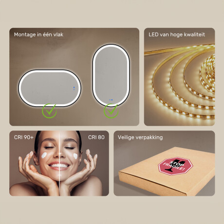 Ovale LED-spiegel in een gouden aluminium frame #7