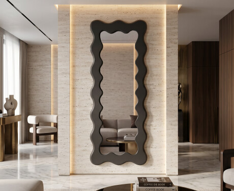 Decoratieve golvende spiegel met gelakt FLOW MDF-frame