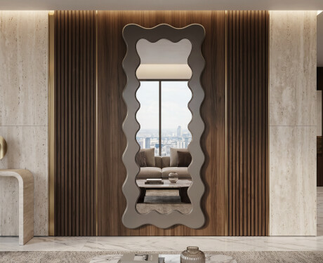 Decoratieve golvende spiegel met gelakt FLOW MDF-frame #5