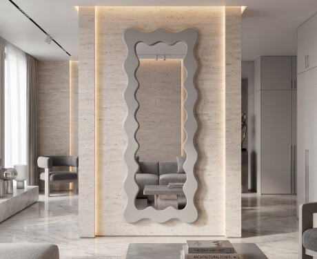 Decoratieve golvende spiegel met gelakt FLOW MDF-frame #6