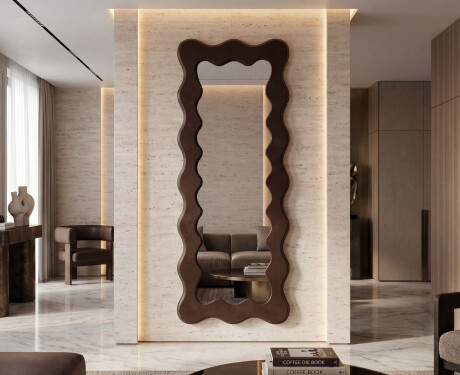 Decoratieve golvende spiegel met gelakt FLOW MDF-frame #7