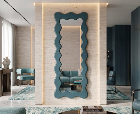 Decoratieve golvende spiegel met gelakt FLOW MDF-frame #8