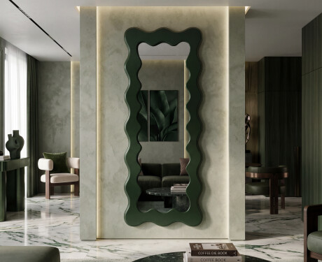 Decoratieve golvende spiegel met gelakt FLOW MDF-frame #9