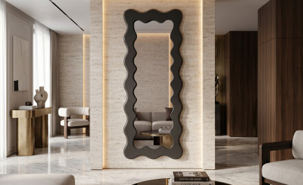 Decoratieve golvende spiegel met gelakt FLOW MDF-frame