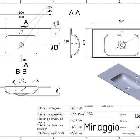 Wastafel DELLA 900 #4
