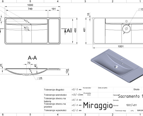 Wastafel SACRAMENTO MATT
