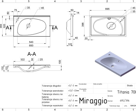 Wastafel TITANIA MATT