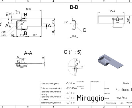 Wastafel FONTANA L