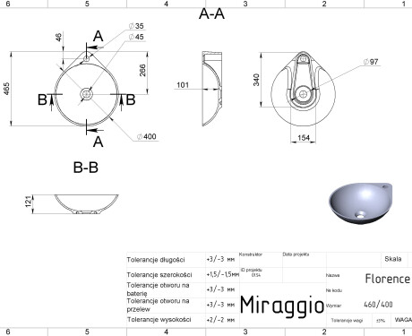 Wastafel FLORENCE MIRASOFT