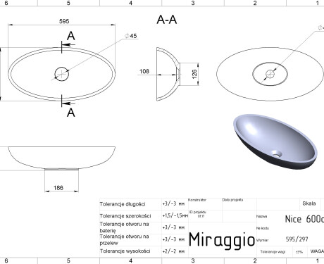 Wastafel NICE MIRASOFT