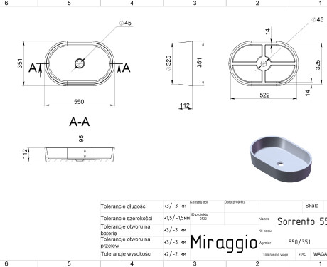 Wastafel SORRENTO MIRASOFT