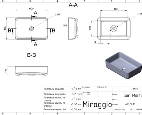 Wastafel SAN MARTIN MIRASOFT