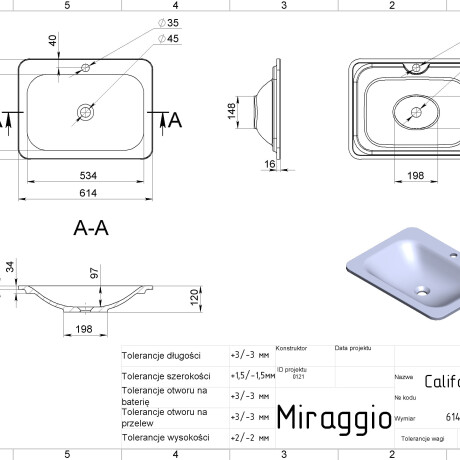 Wastafel CALIFORNIA MIRASOFT #1